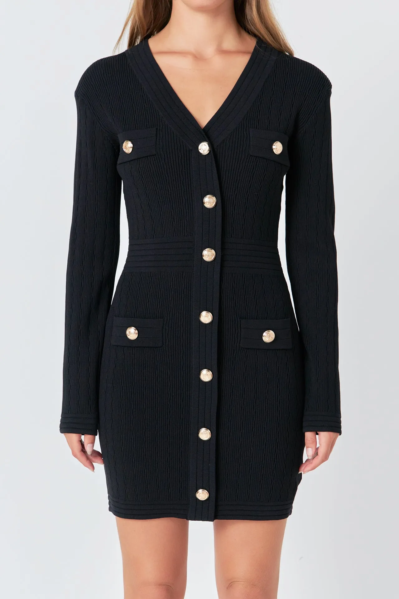 V-neck Long Sleeve Knit Mini Dress sold by Endless Rose product image thumbnail 2