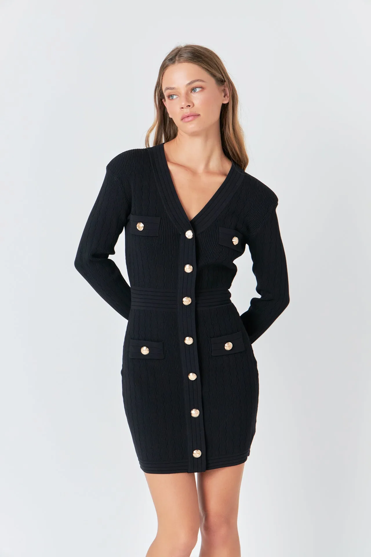 V-neck Long Sleeve Knit Mini Dress sold by Endless Rose product image thumbnail 5