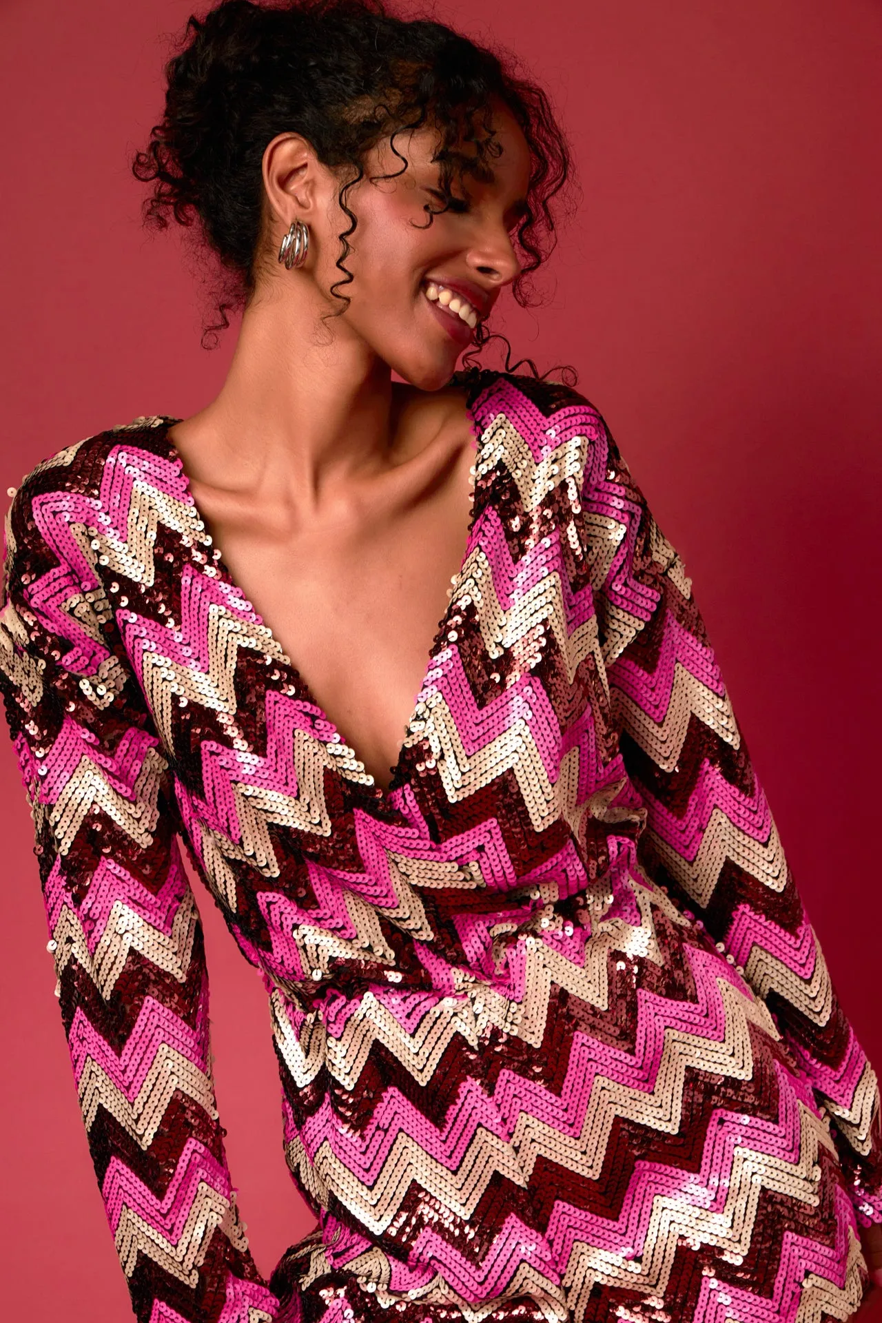 Chevron Sequins Wrapped Romper sold by Endless Rose product image thumbnail 5