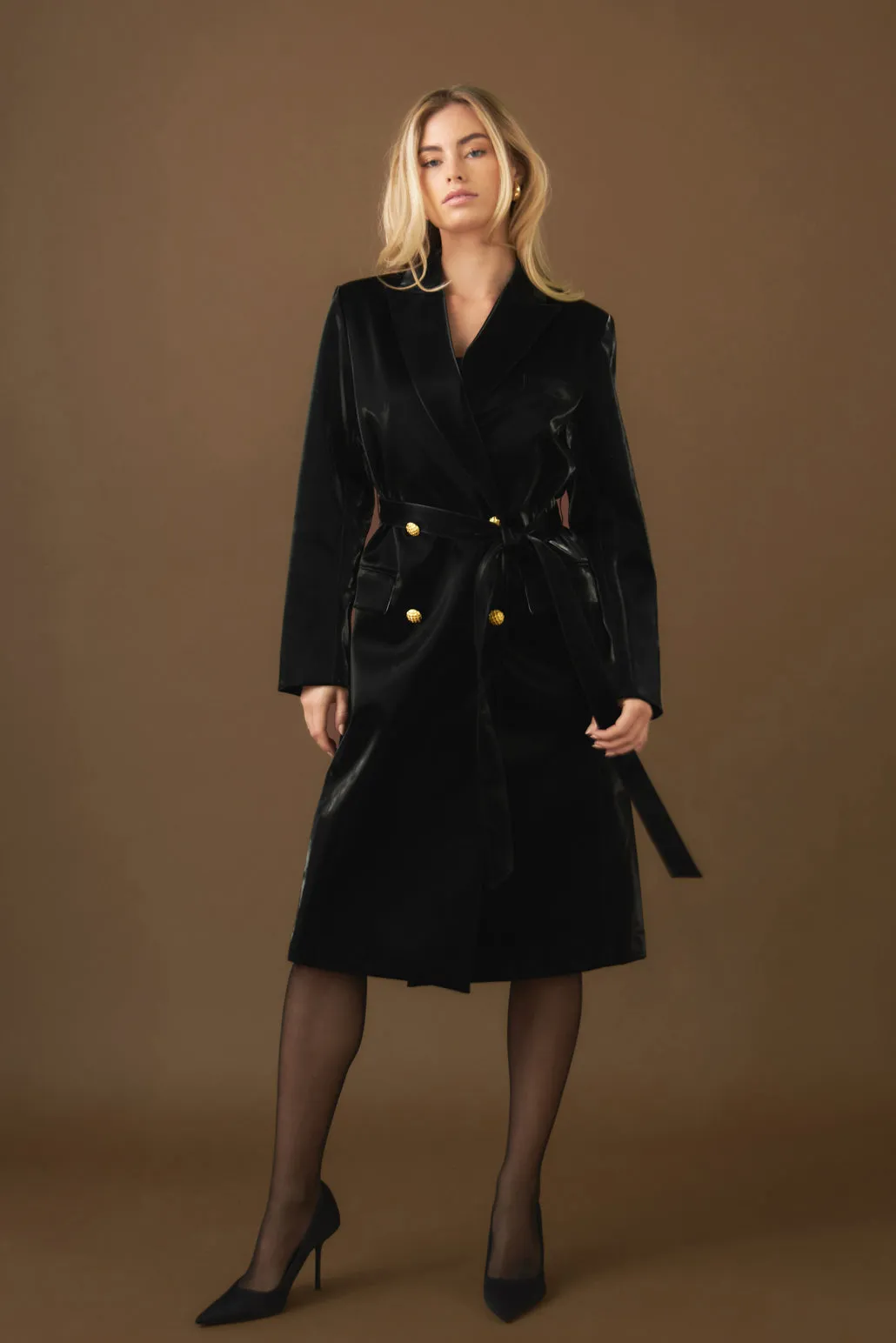 Shiny Faux Leather Trench Coat sold by Endless Rose product image thumbnail 5