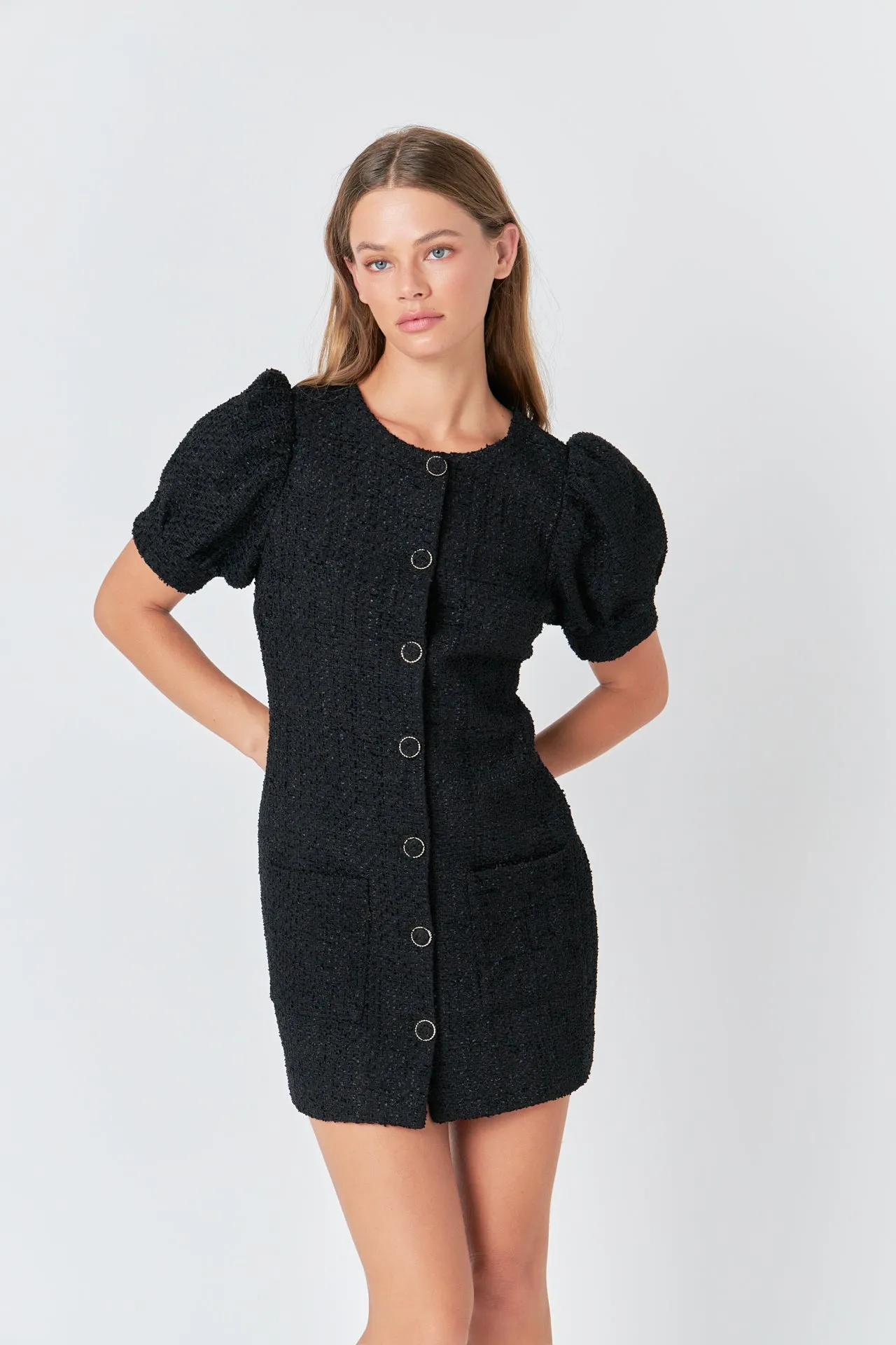 Tweed Puff Sleeve Mini Dress sold by Endless Rose product image thumbnail 5