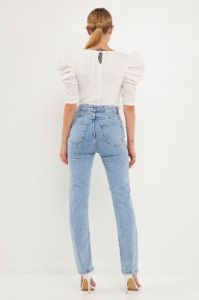 Mixed Media Puff Sleeve Top sold by Endless Rose