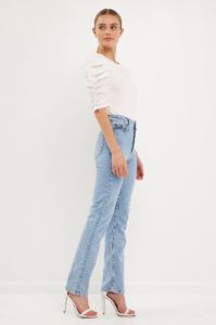Mixed Media Puff Sleeve Top sold by Endless Rose