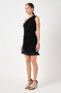 Mesh Trimmed One Shoulder Mini Dress sold by Endless Rose