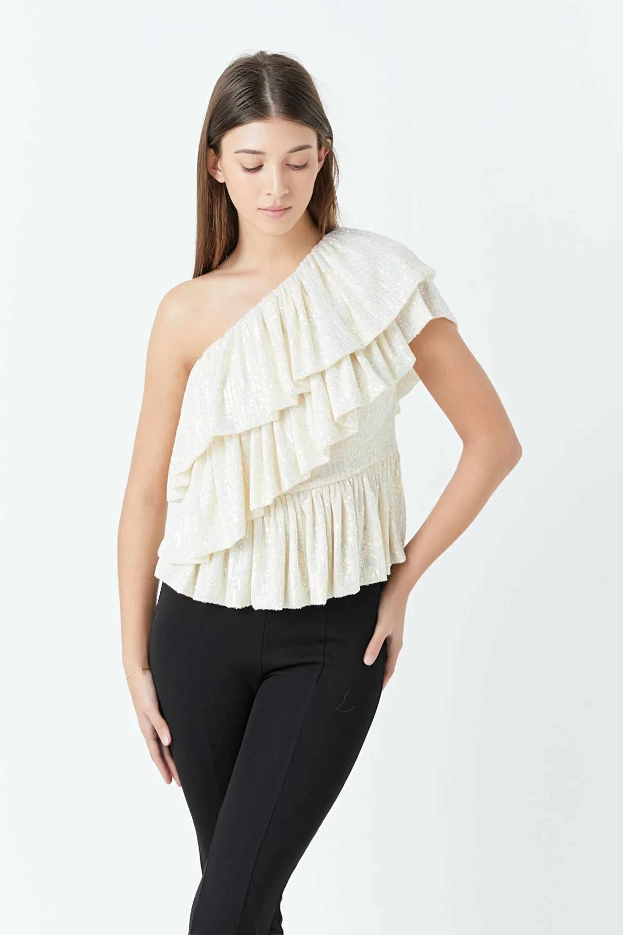 Sequins One Shoulder Ruffle Top sold by Endless Rose product image thumbnail 5
