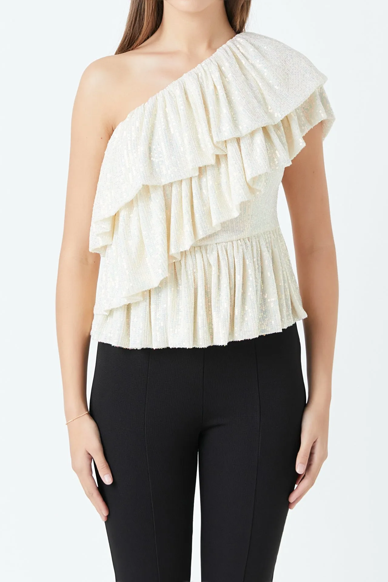 Sequins One Shoulder Ruffle Top sold by Endless Rose product image thumbnail 2