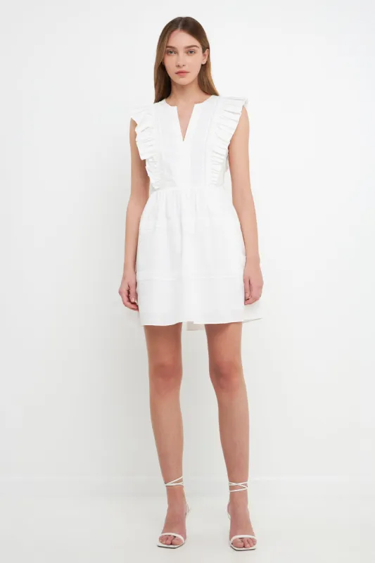 Lace Trimmed V Placketed Ruffled Mini made by Endless Rose