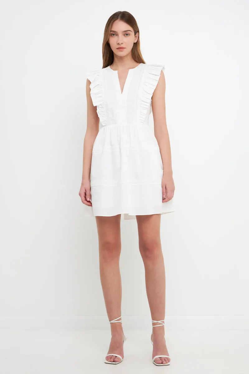 Lace Trimmed V Placketed Ruffled Mini sold by Endless Rose