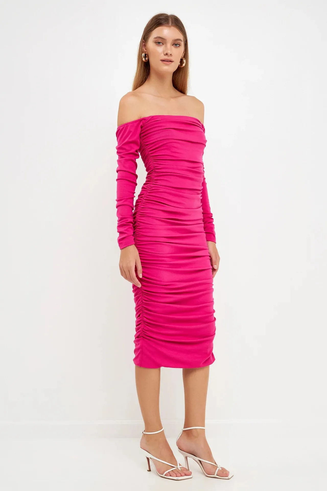 Off-The-Shoulder Ruched Midi Dress sold by Endless Rose product image thumbnail 3