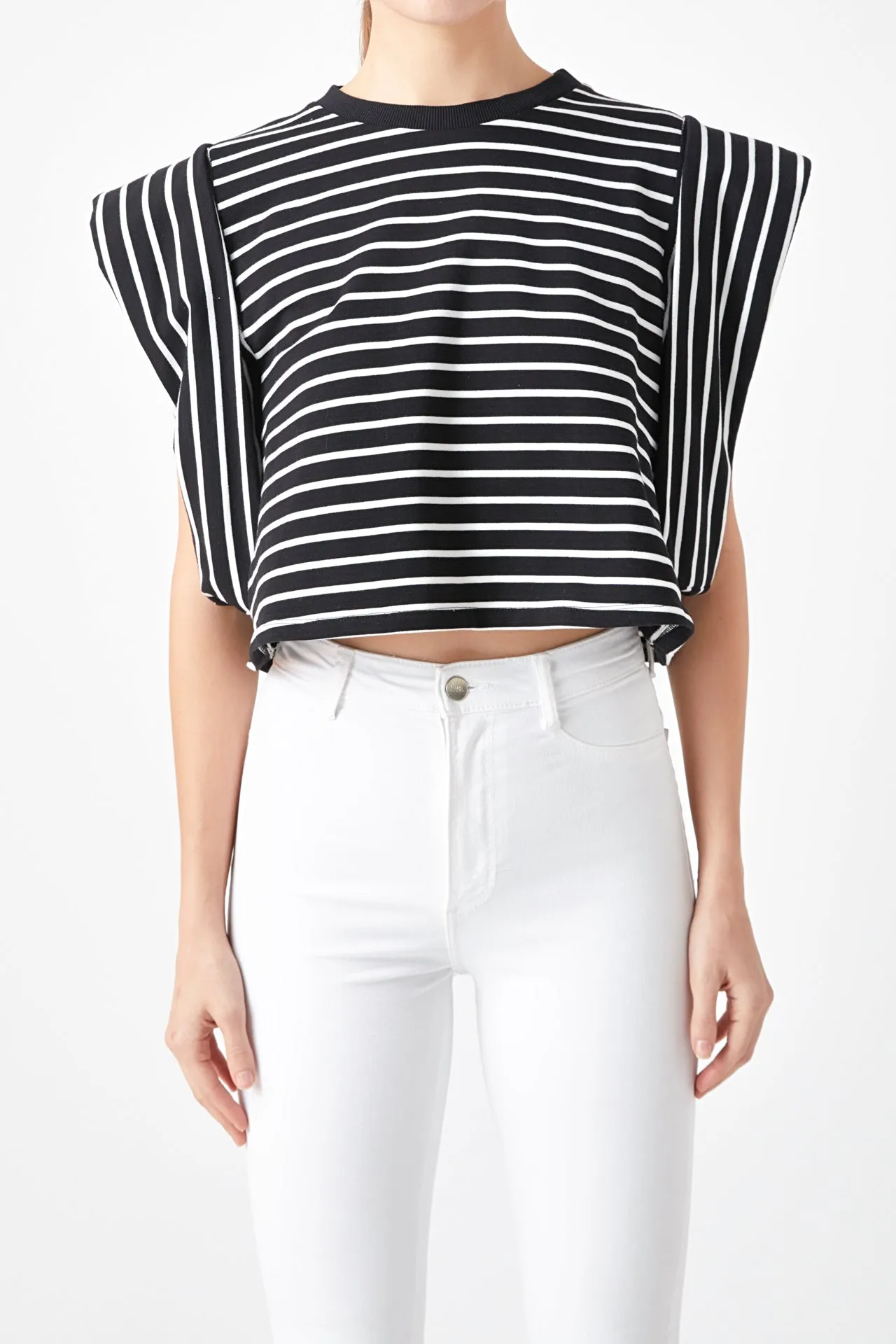 Stripe Drop Shoulder Cropped Top sold by Endless Rose product image thumbnail 2