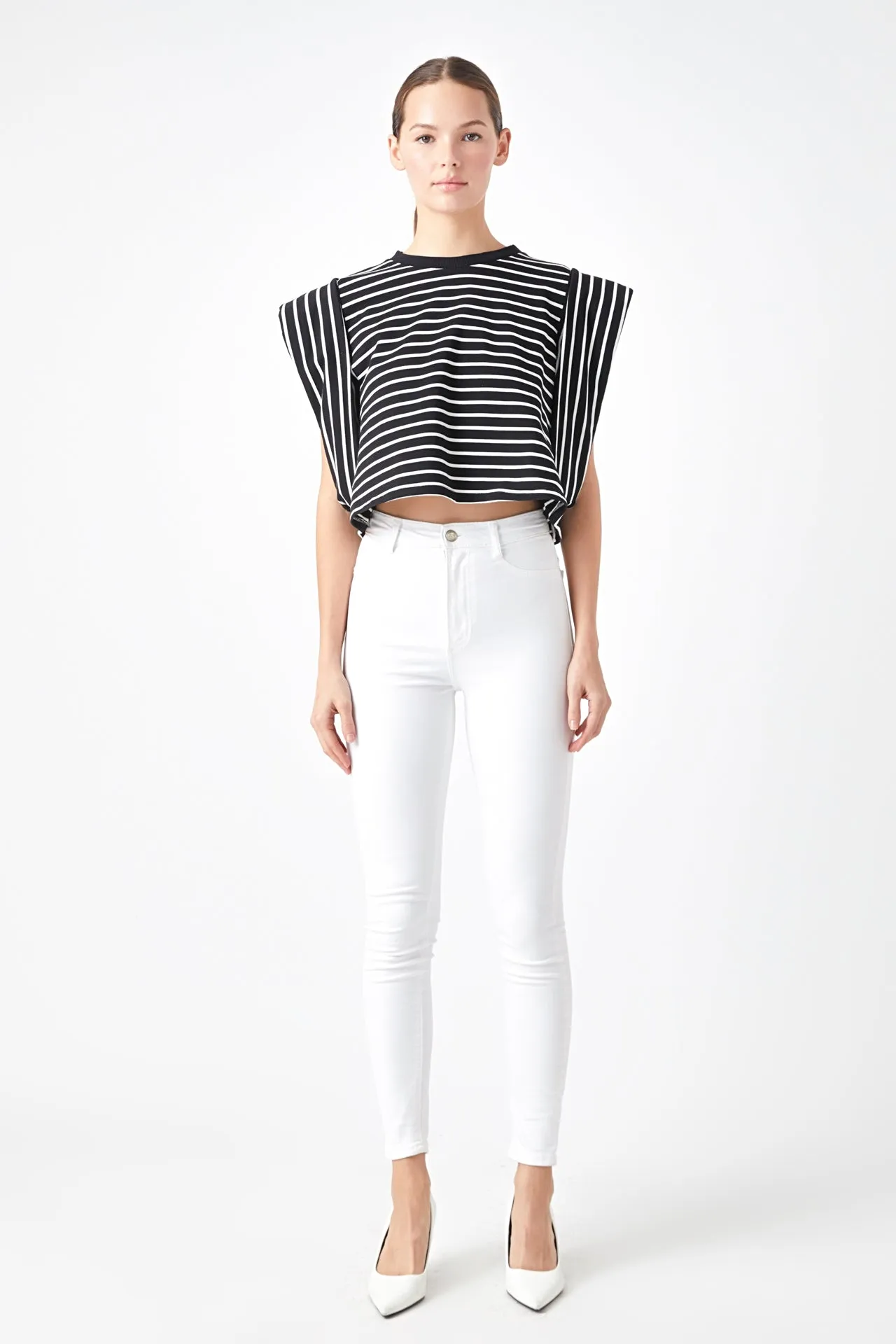 Stripe Drop Shoulder Cropped Top sold by Endless Rose