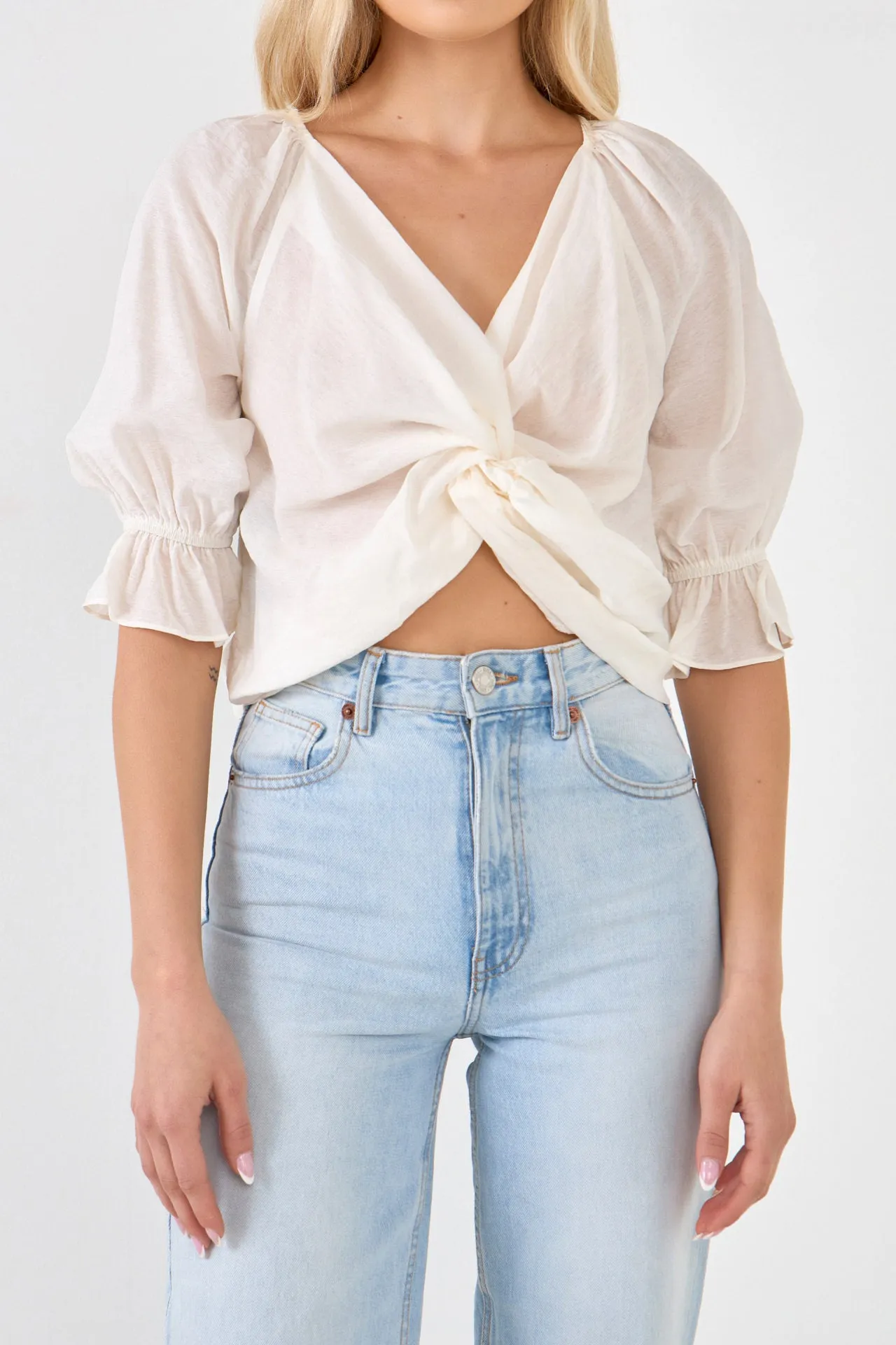 Front Twisted Puff Sleeve Top sold by Endless Rose product image thumbnail 2