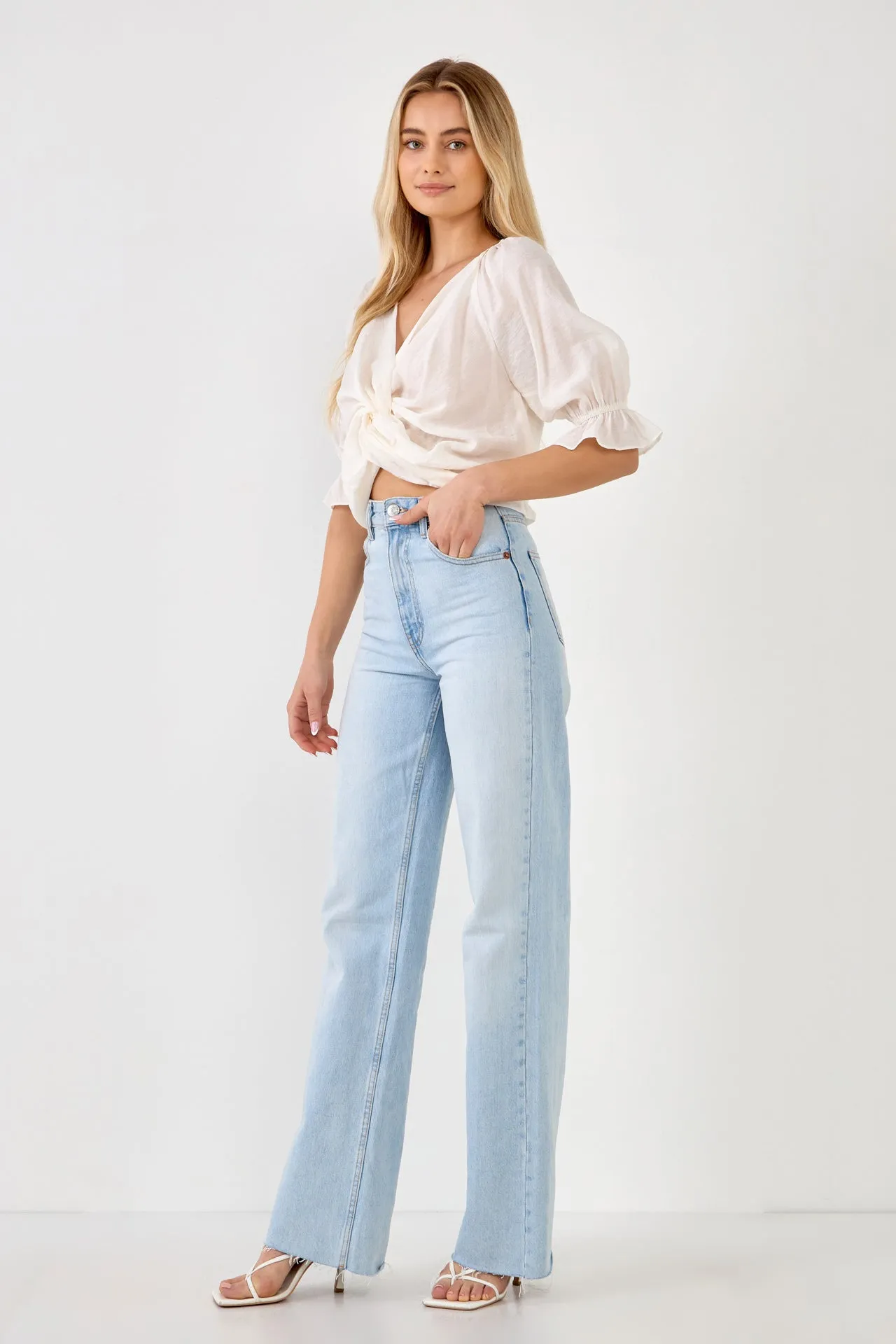 Front Twisted Puff Sleeve Top sold by Endless Rose product image thumbnail 3