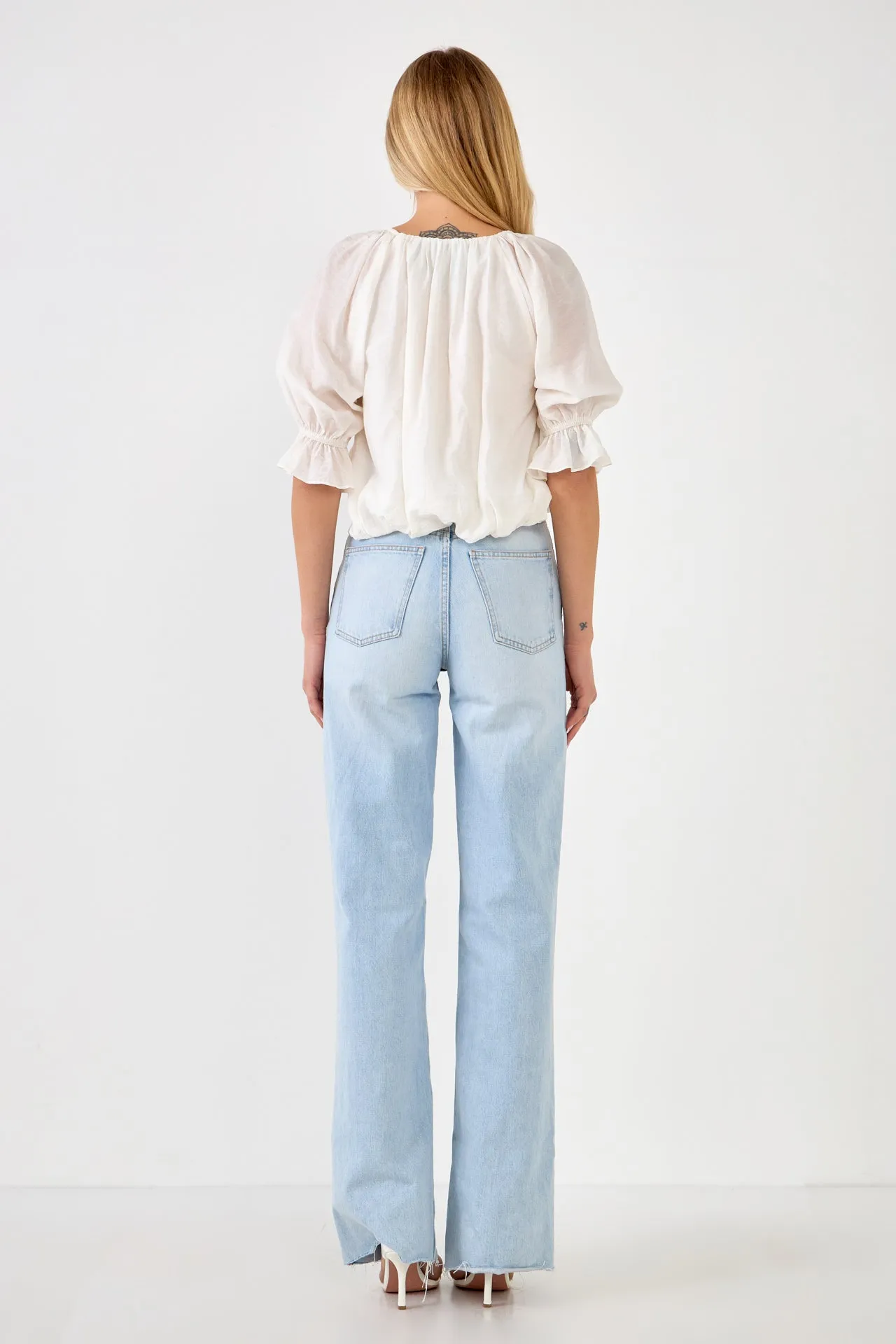 Front Twisted Puff Sleeve Top sold by Endless Rose product image thumbnail 4