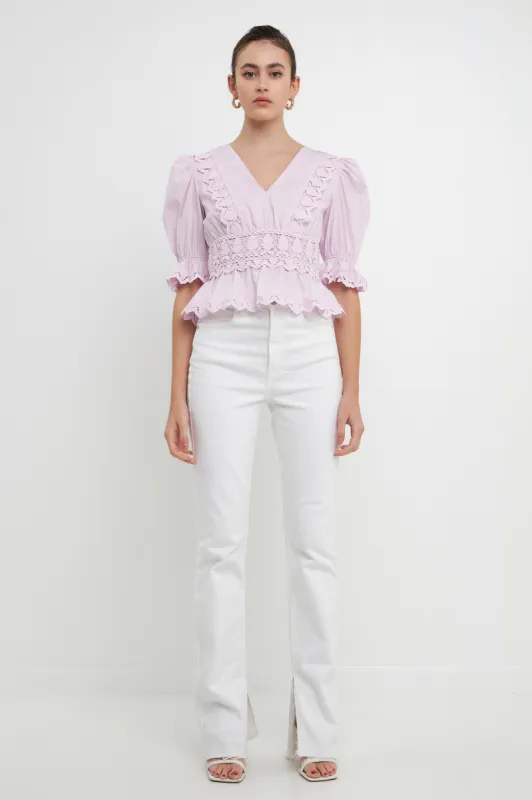 Combination Eyelet Lace Top sold by Endless Rose