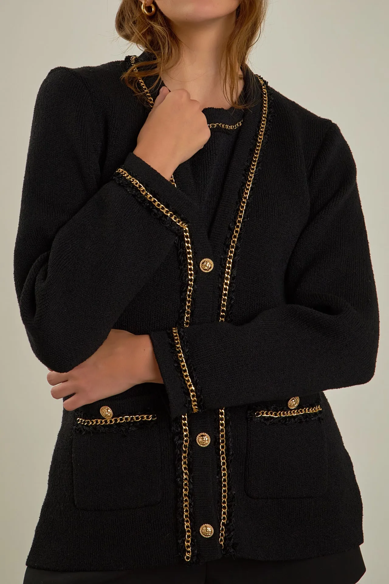 Chain Trim Cardigan sold by Endless Rose product image thumbnail 2