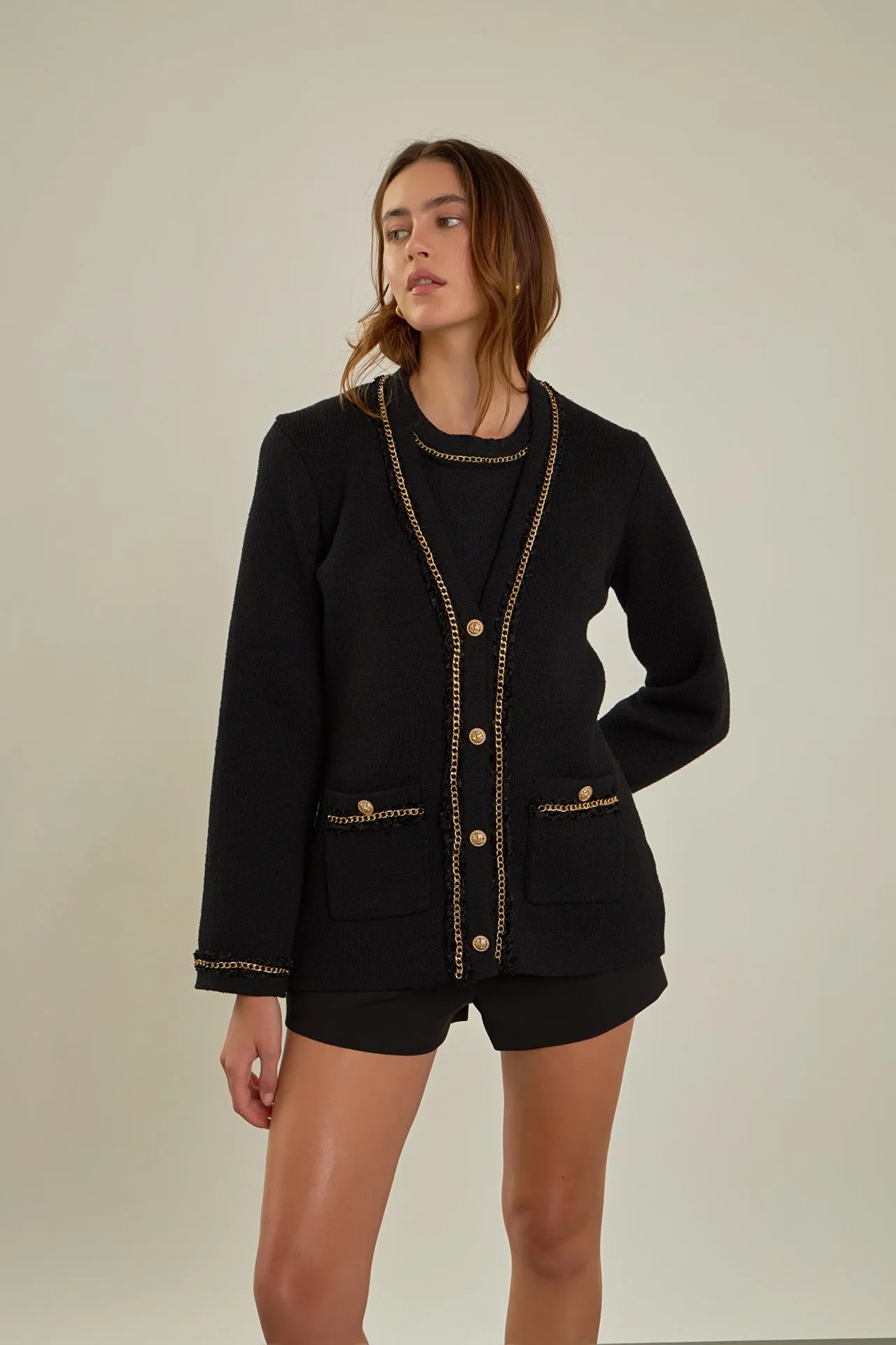 Chain Trim Cardigan sold by Endless Rose product image thumbnail 5