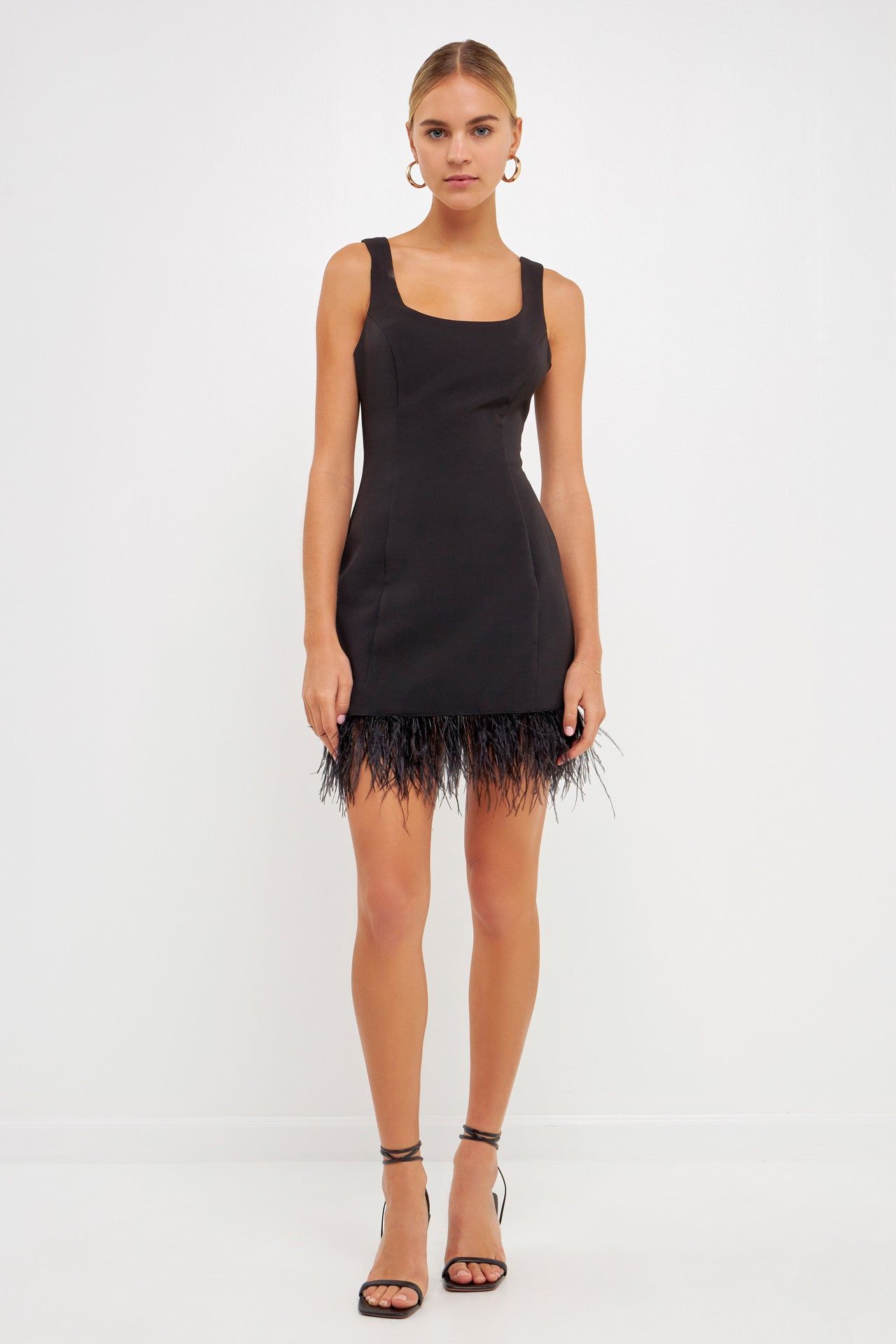 Feather Trim Mini Dress sold by Endless Rose