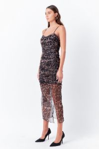 Ruched Mesh Asymmetrical Midi Dress sold by Endless Rose
