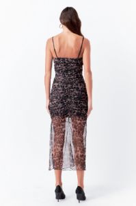 Ruched Mesh Asymmetrical Midi Dress sold by Endless Rose