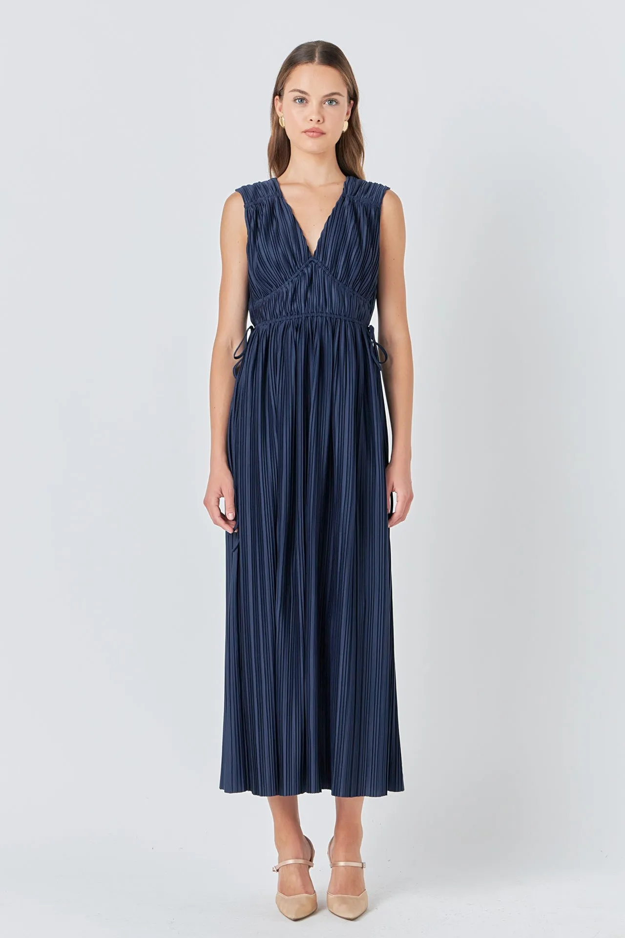 Pleated Straps Detail Midi Dress sold by Endless Rose