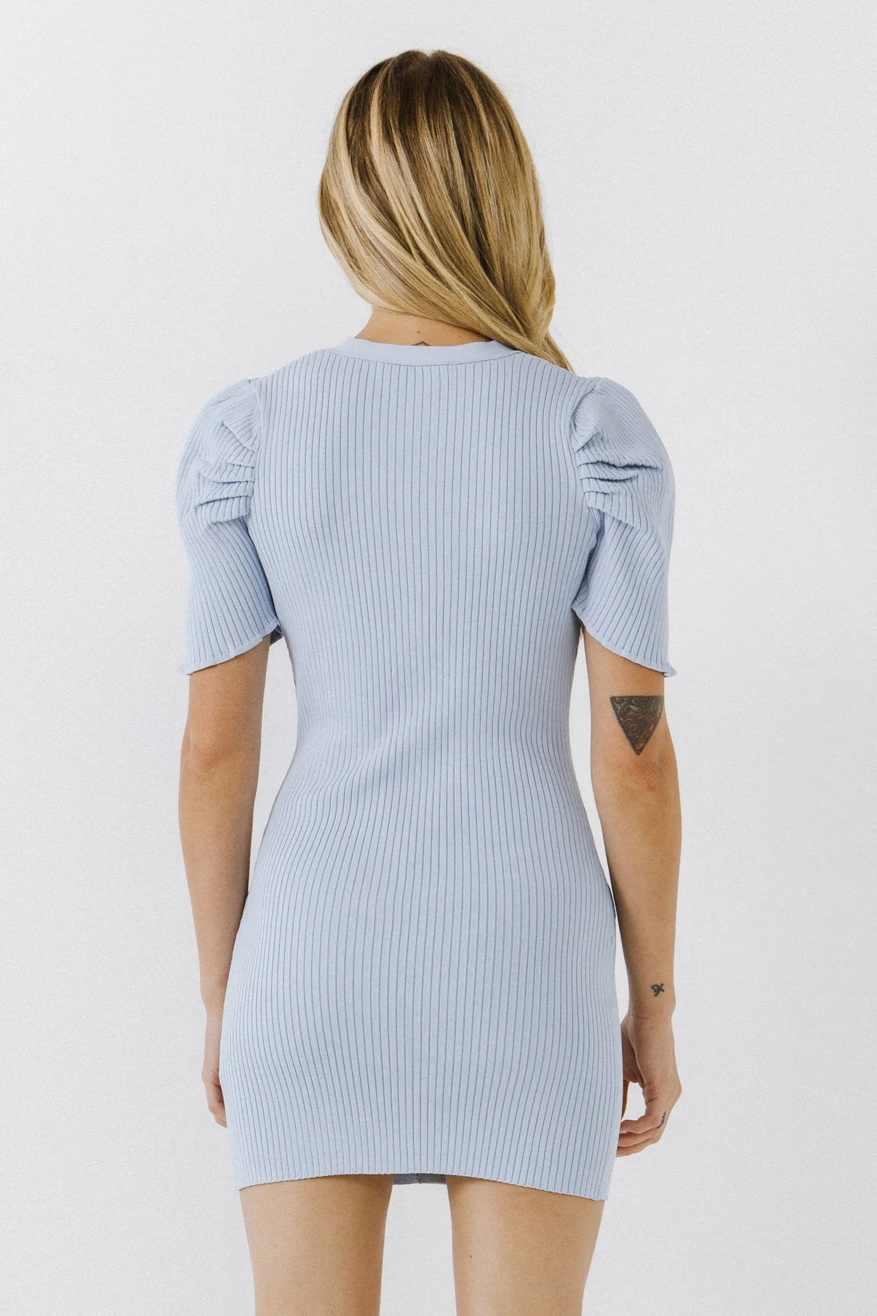 Short Puff Sleeve Knit Mini Dress sold by Endless Rose product image thumbnail 4