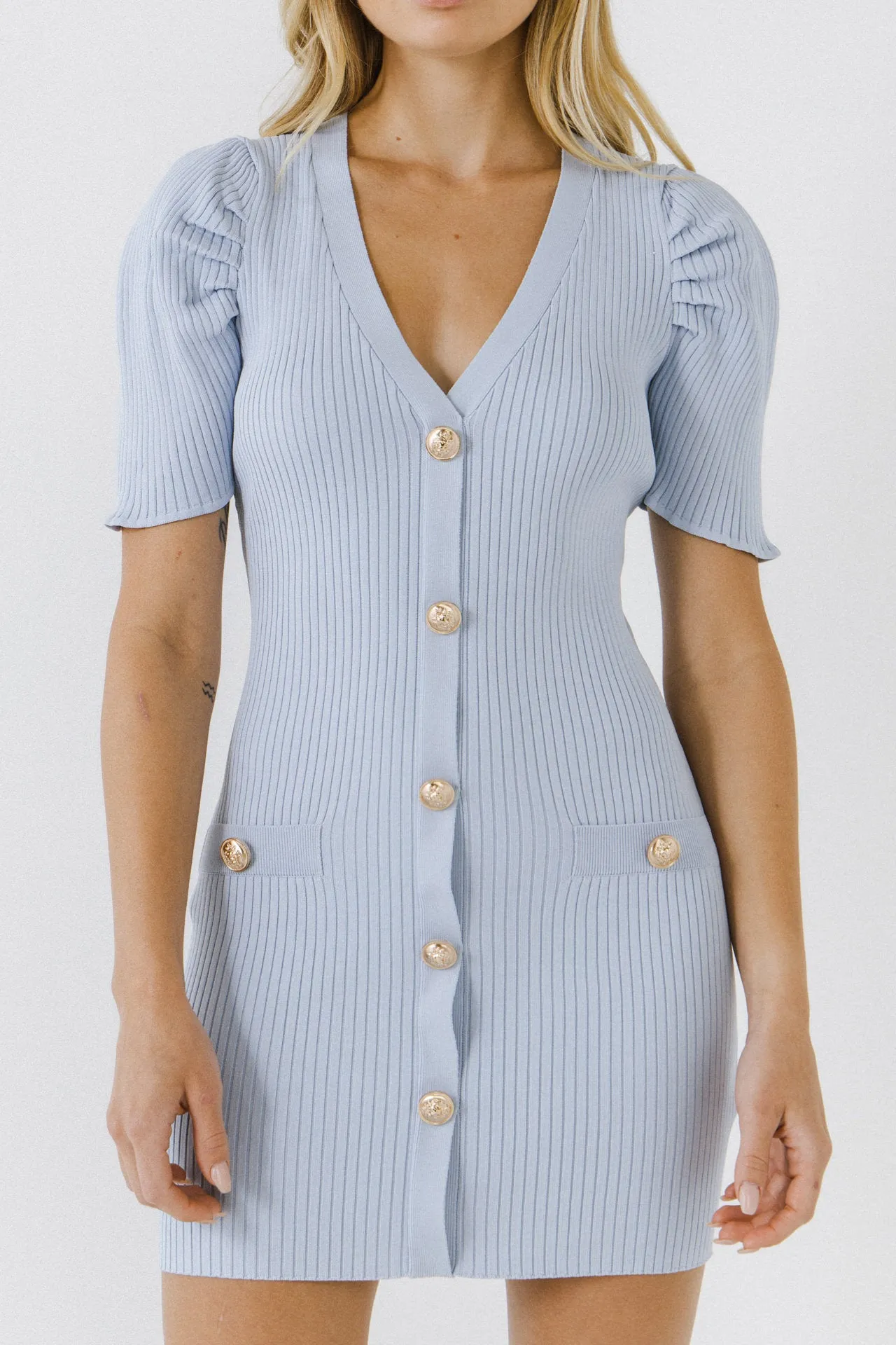 Short Puff Sleeve Knit Mini Dress sold by Endless Rose product image thumbnail 2