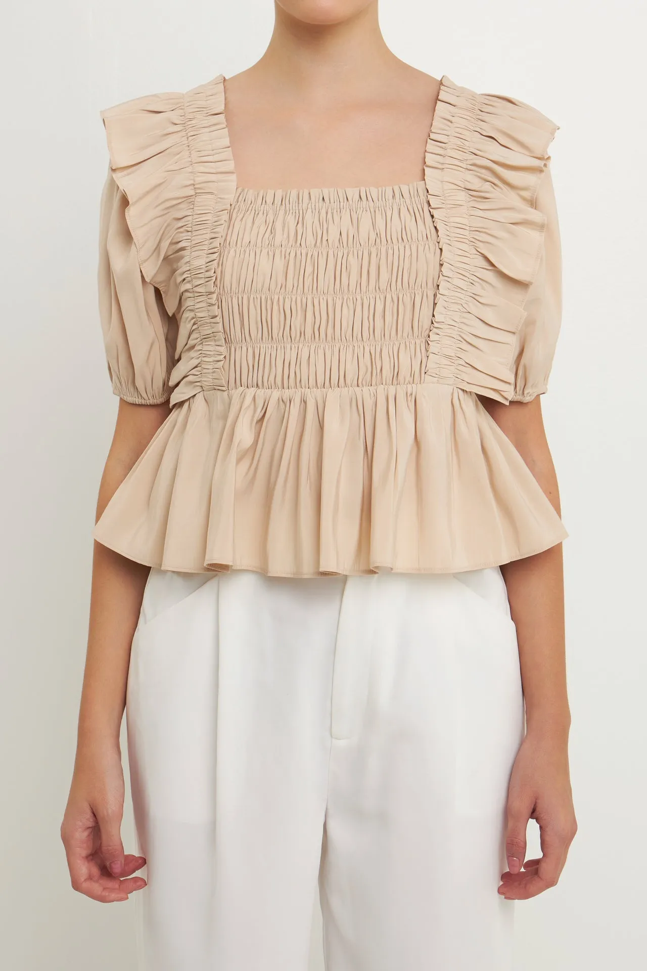 Smocked Puff Sleeve Peplum Crop Top sold by Endless Rose product image thumbnail 2