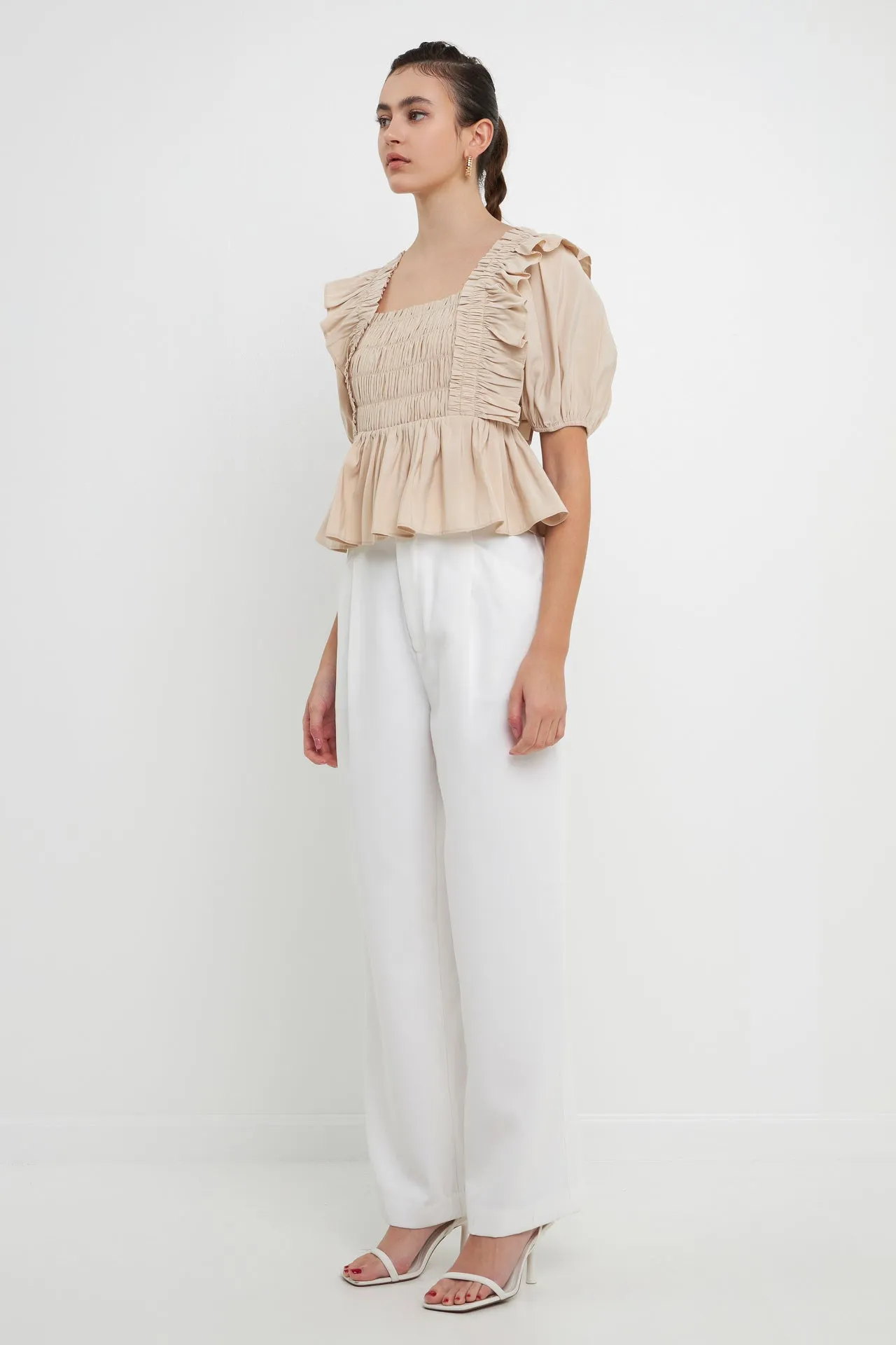 Smocked Puff Sleeve Peplum Crop Top sold by Endless Rose product image thumbnail 3