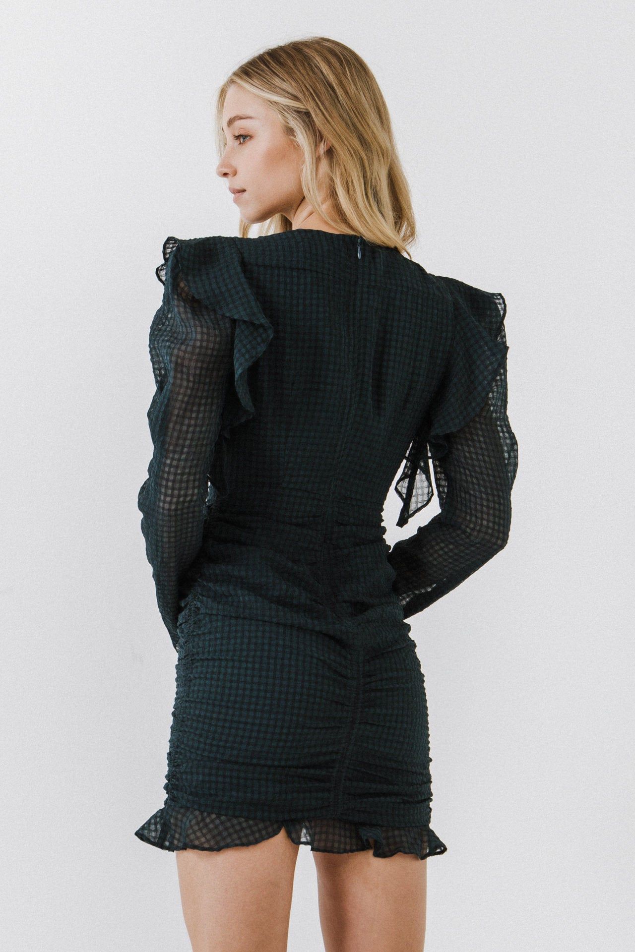 Textured Long Sleeve Ruched Mini Dress sold by Endless Rose product image thumbnail 4