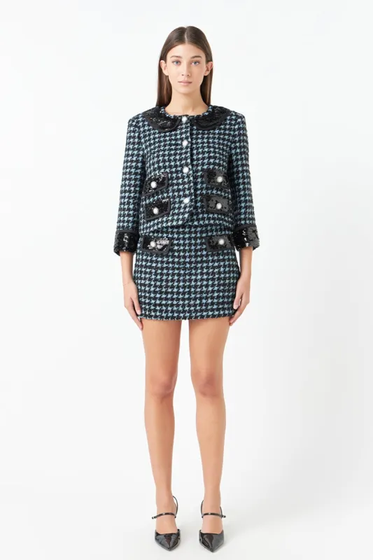 Premium Houndstooth Cropped Jacket sold by Endless Rose