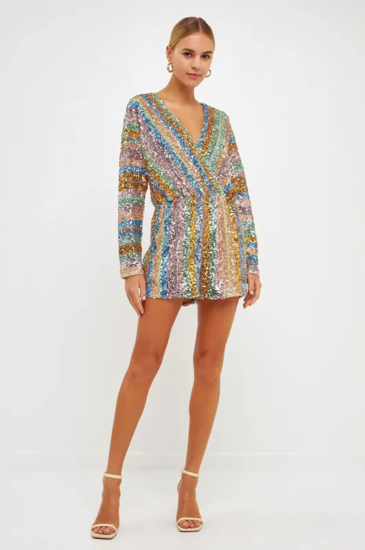 Long Sleeve Sequin Romper sold by Endless Rose