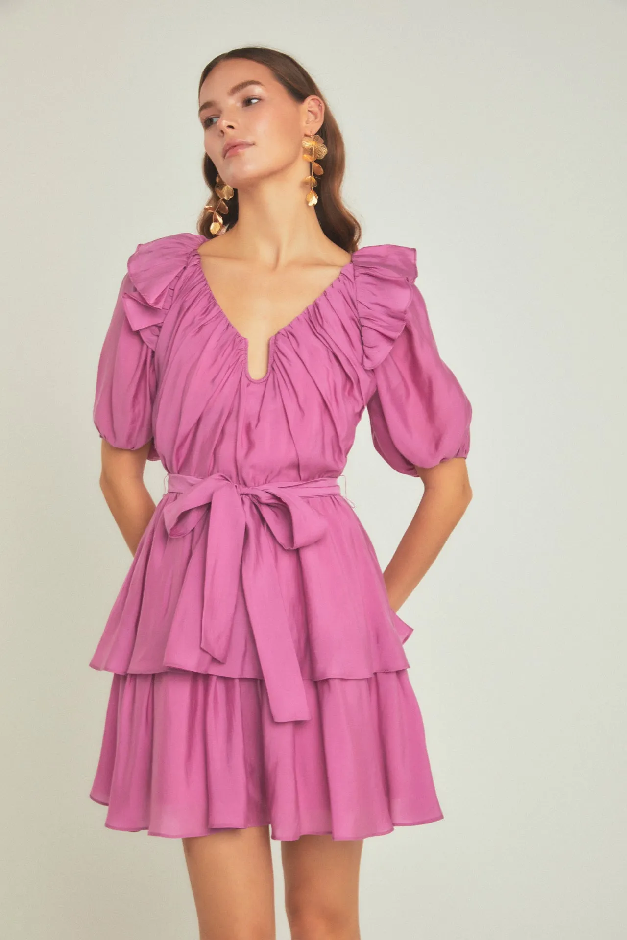 Puff Sleeve Layered Mini Dress sold by Endless Rose product image thumbnail 5