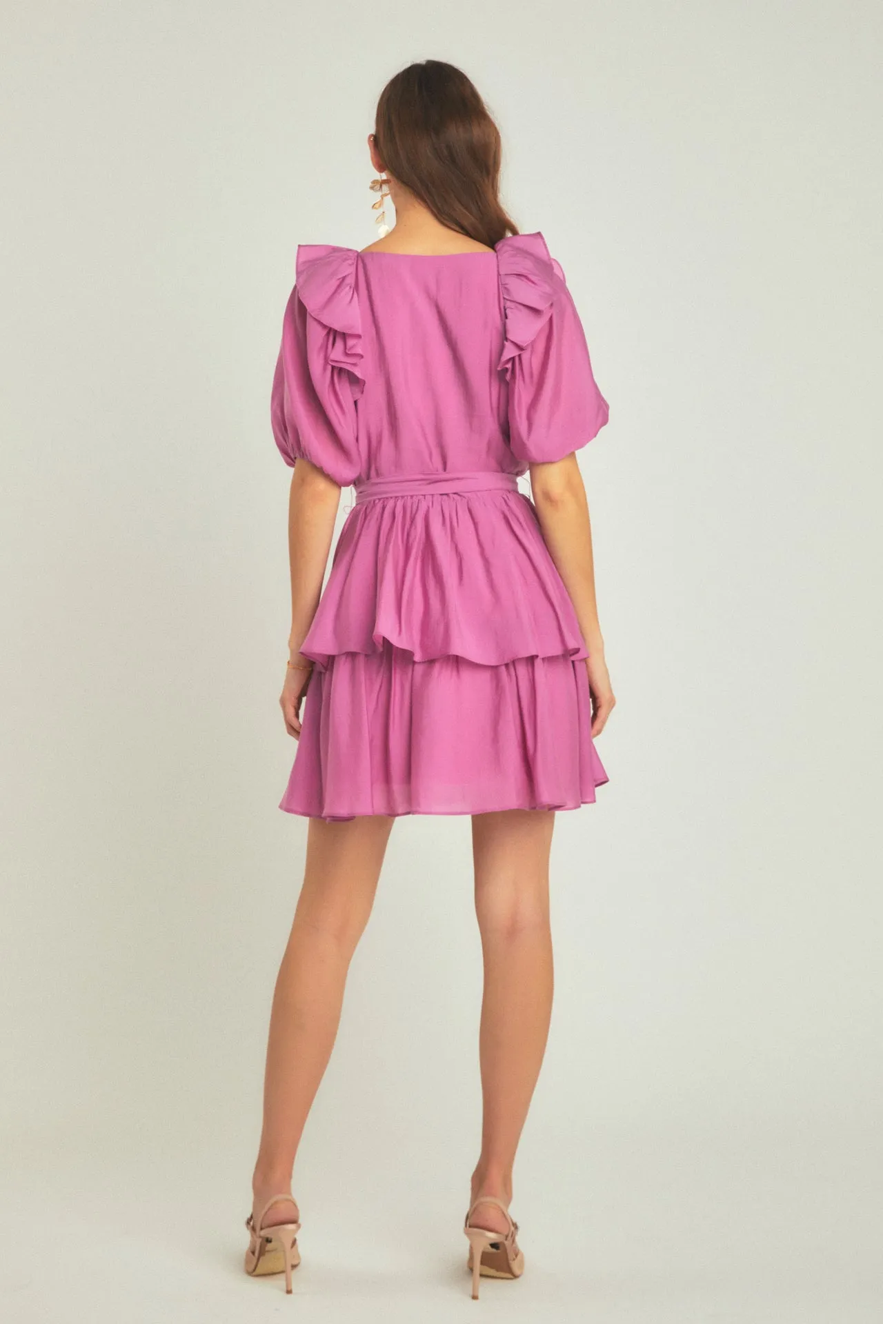 Puff Sleeve Layered Mini Dress sold by Endless Rose product image thumbnail 4