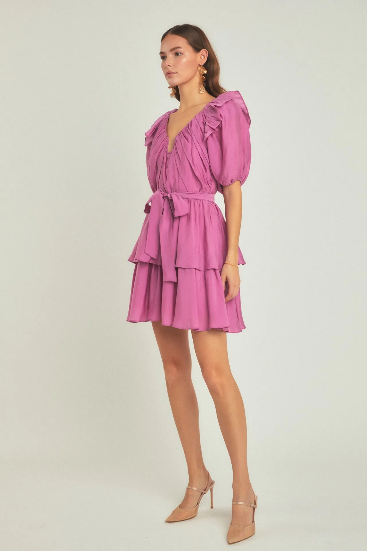 Puff Sleeve Layered Mini Dress sold by Endless Rose product image thumbnail 3