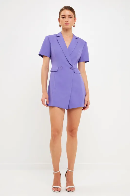 Short Sleeve Blazer Romper sold by Endless Rose