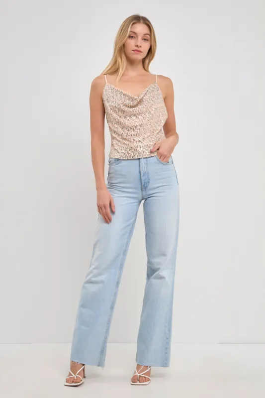 Cowl Neck Sequin Top sold by Endless Rose
