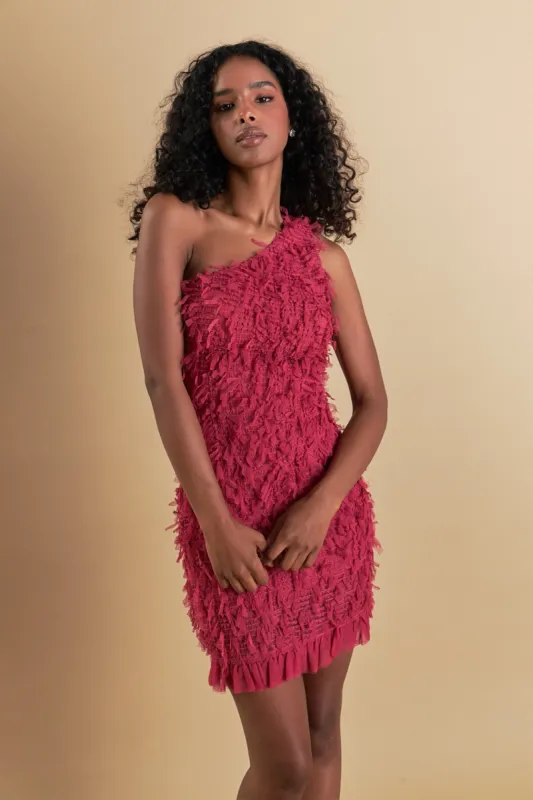 Mesh Trimmed One Shoulder Mini Dress sold by Endless Rose