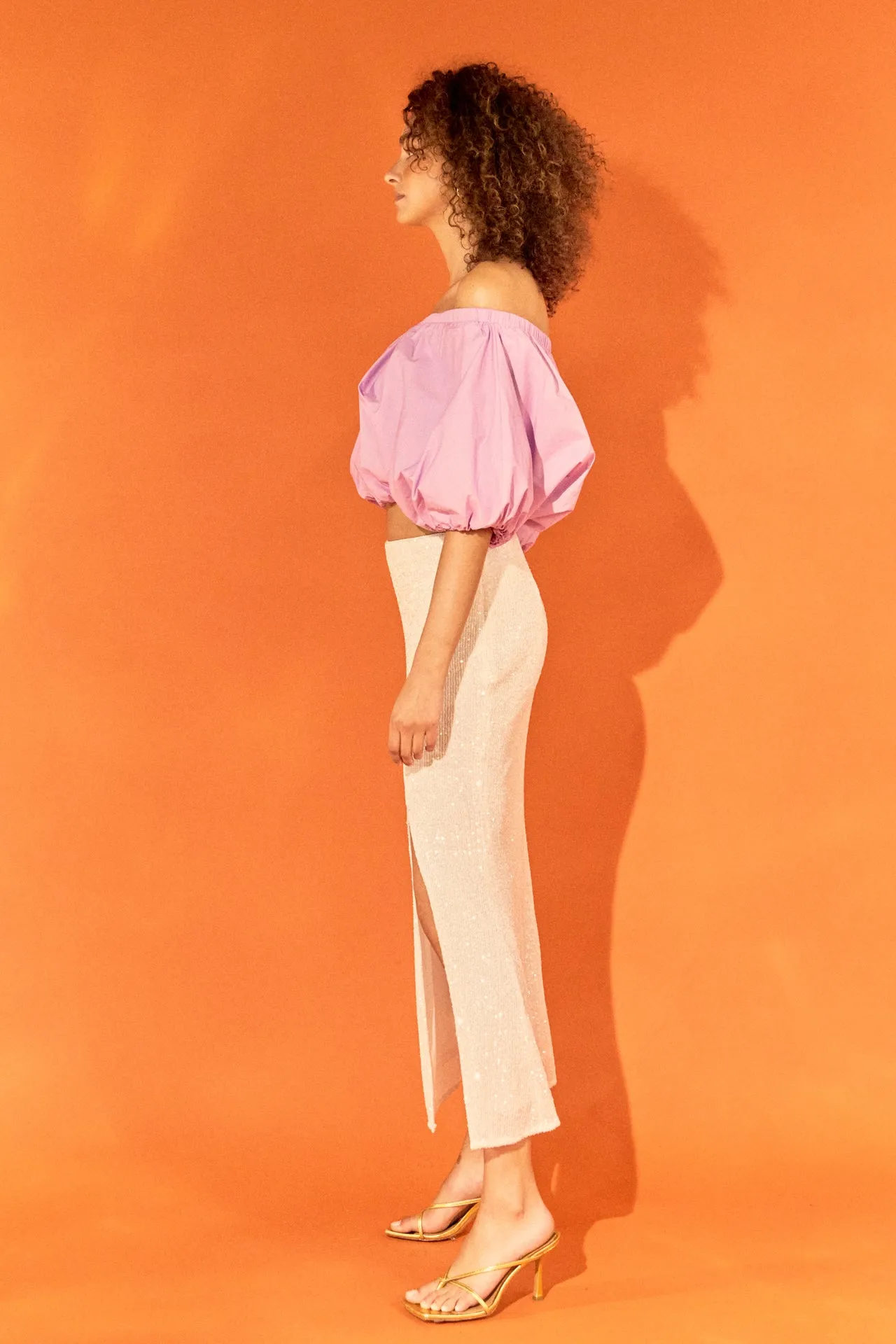 Cropped V-neckline Puff Top sold by Endless Rose product image thumbnail 4
