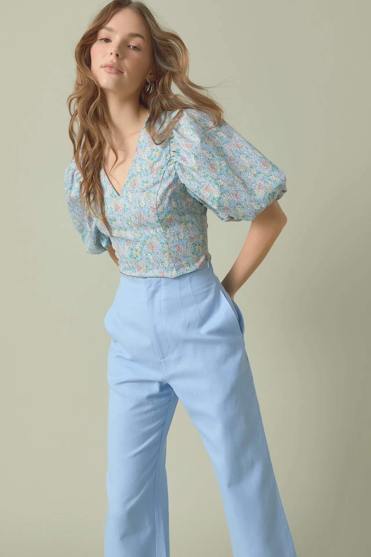 Floral Puff Sleeve Cropped Top - Final sale sold by Endless Rose product image thumbnail 5