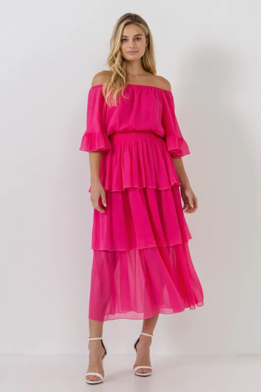 Off-The-Shoulder Tiered Maxi Dress sold by Endless Rose