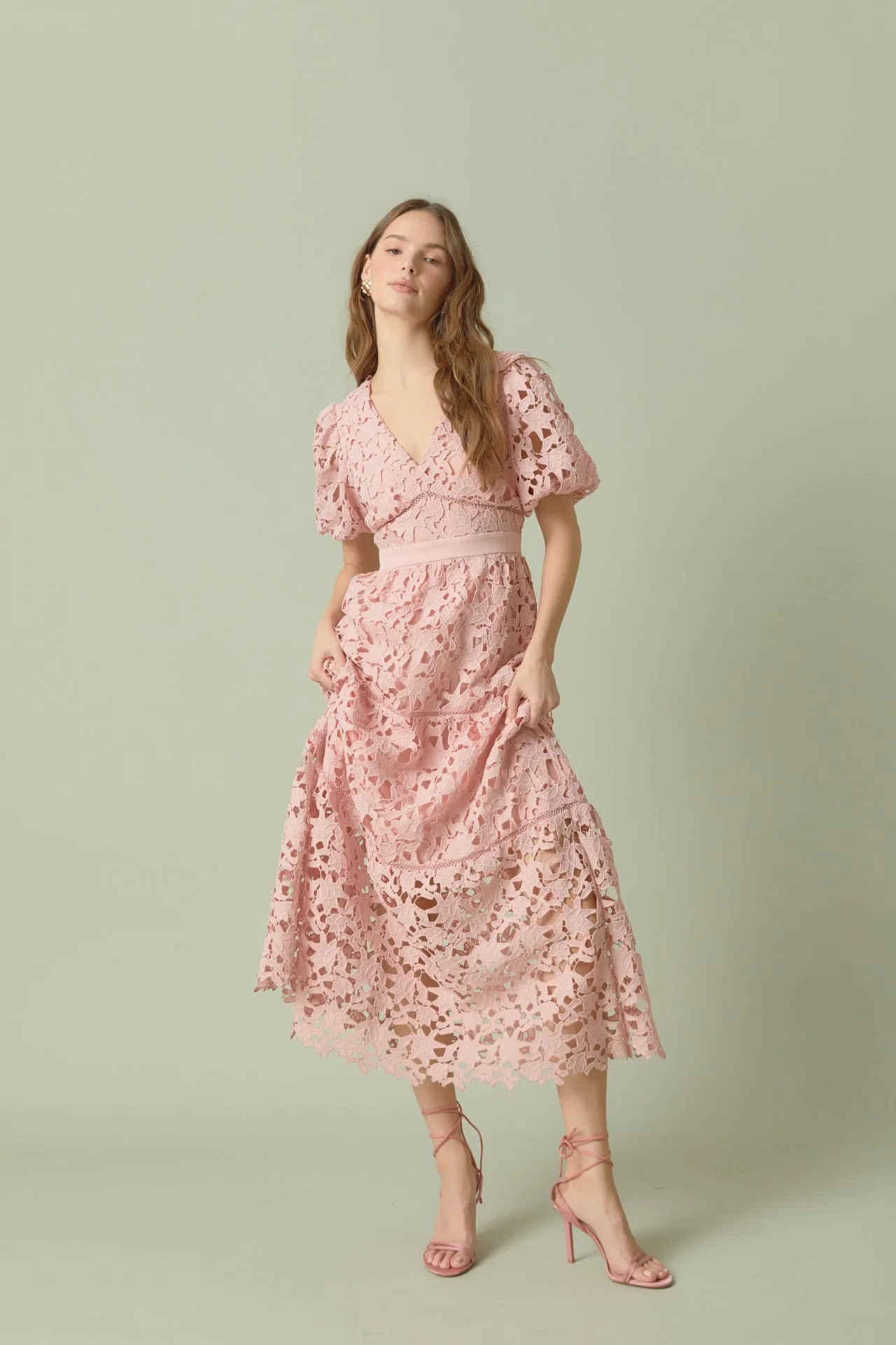 Puff Sleeve Lace Tiered Maxi Dress - Final Sale sold by Endless Rose product image thumbnail 5