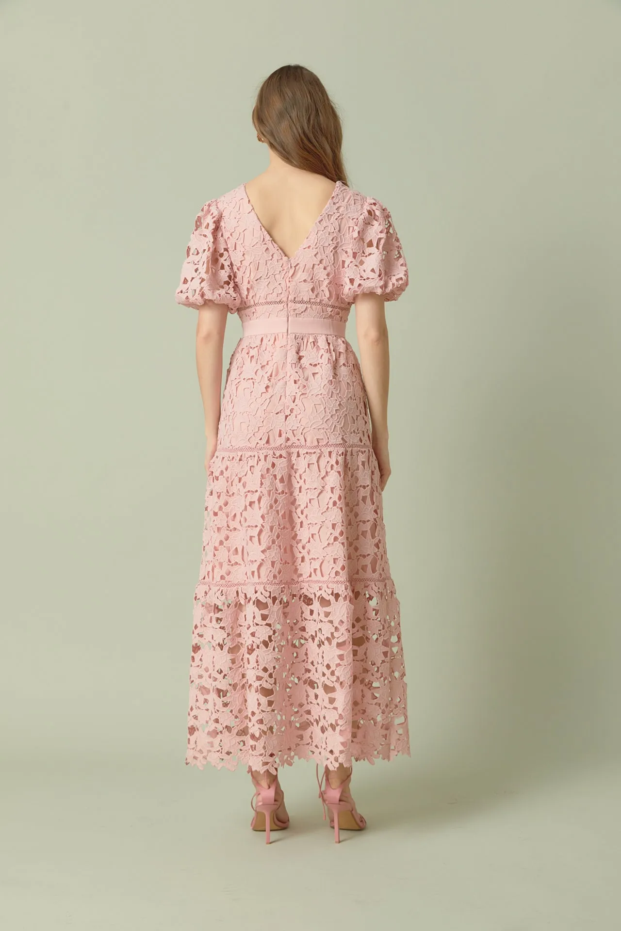 Puff Sleeve Lace Tiered Maxi Dress - Final Sale sold by Endless Rose product image thumbnail 4