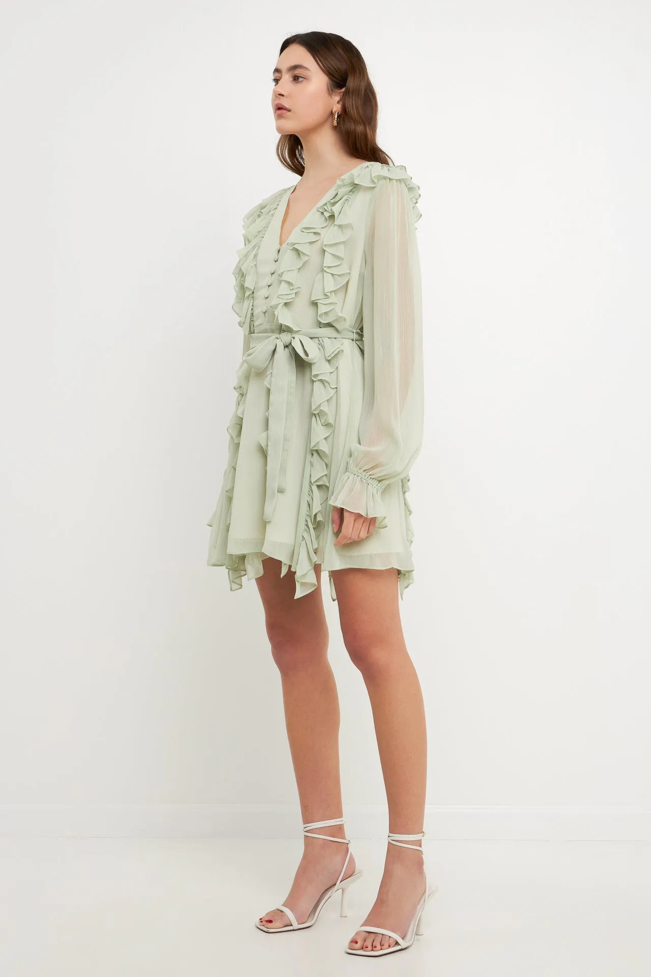 Button Down Ruffle Mini Dress sold by Endless Rose product image thumbnail 3