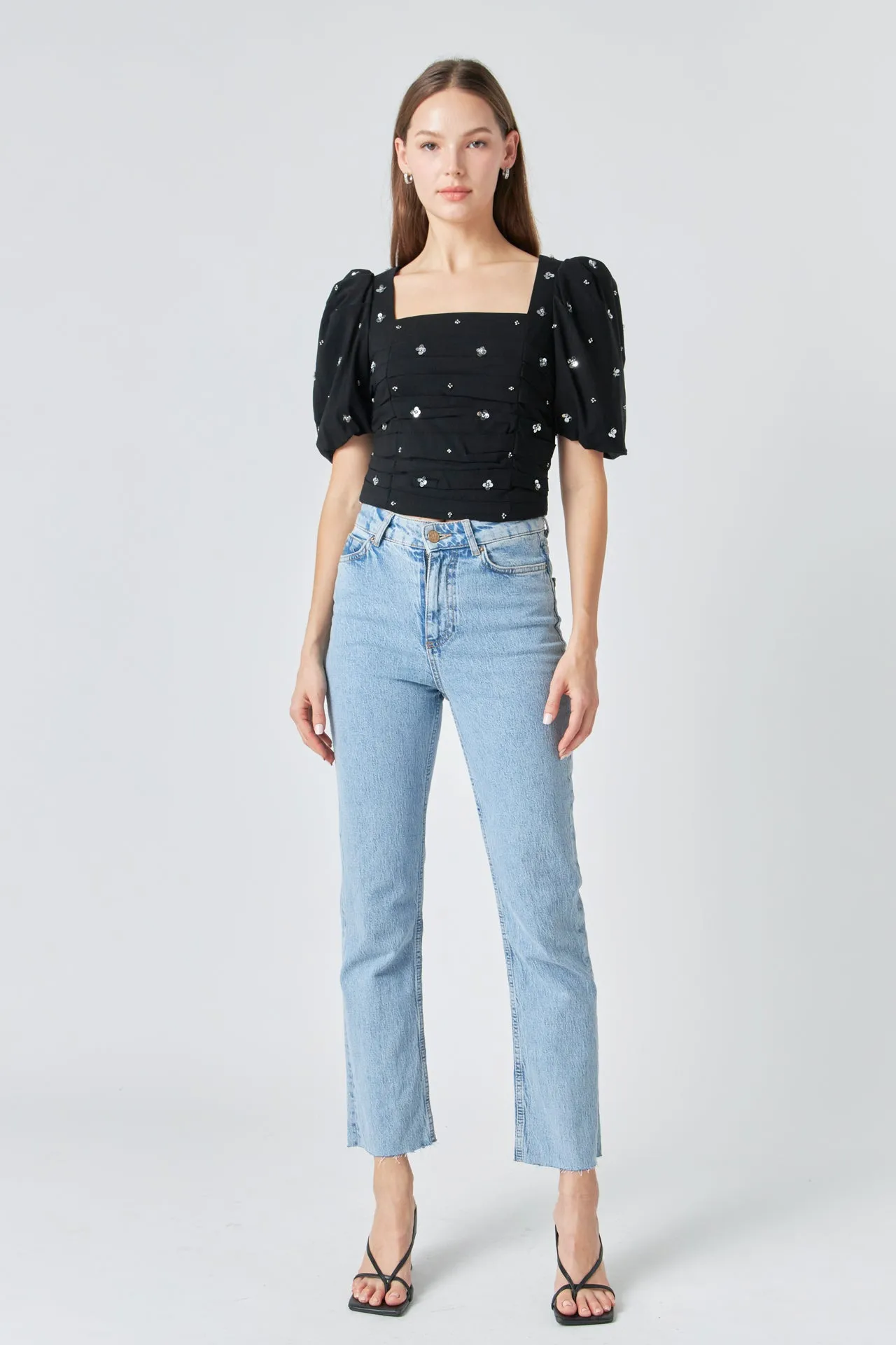 Premium Sequins Floral Embroidery Top sold by Endless Rose