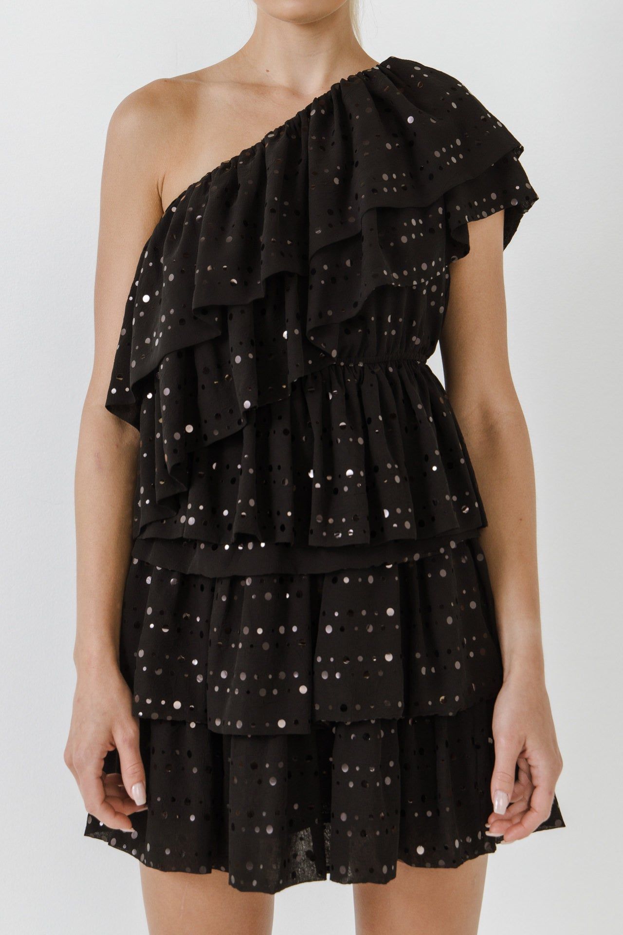 Shiny Dotted Chiffon Ruffled Top sold by Endless Rose product image thumbnail 2