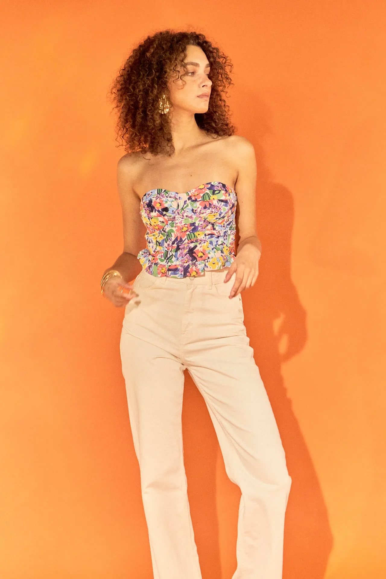 Floral Ruched Strapless Top sold by Endless Rose