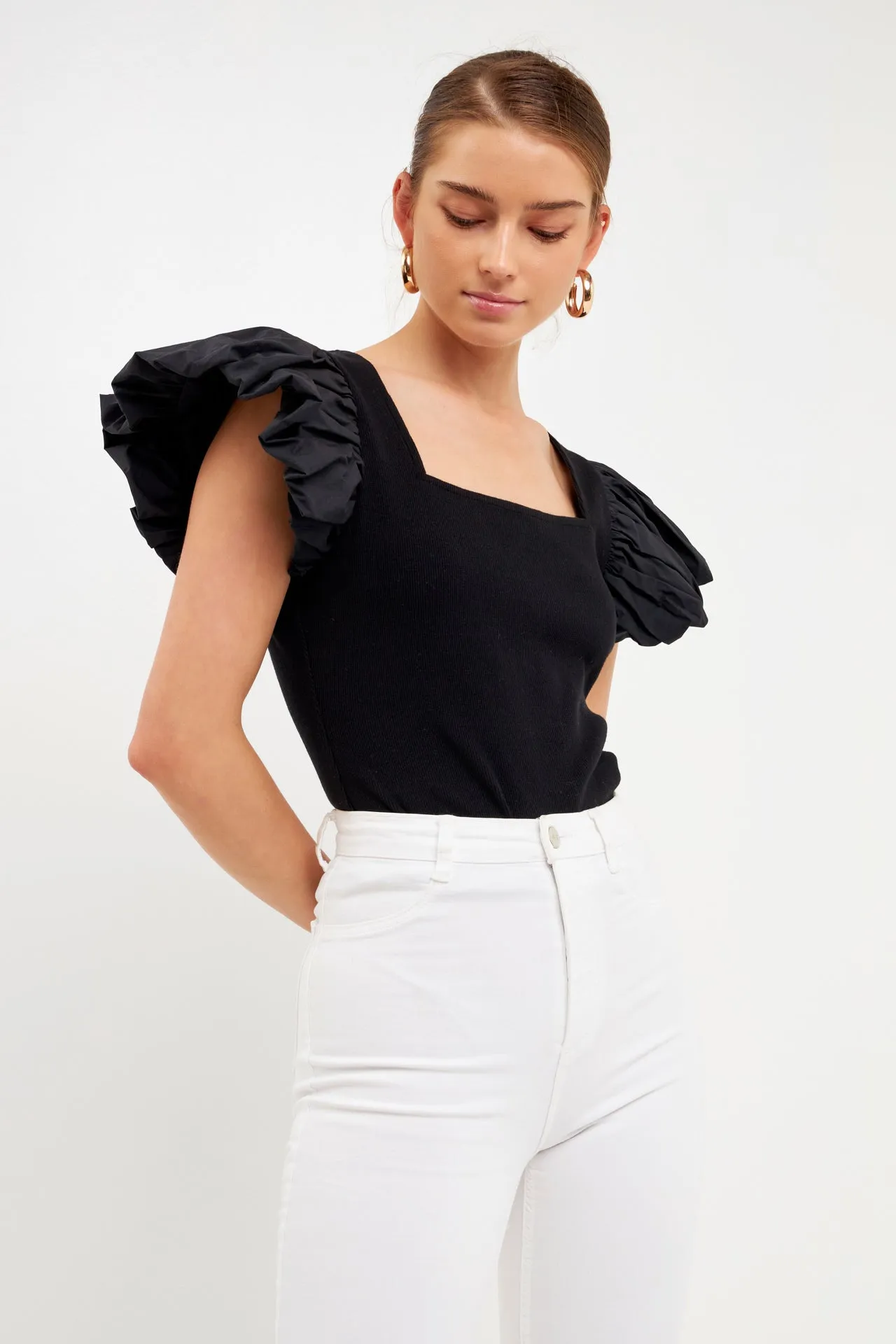 Mixed Media Square Neckline Knit Top sold by Endless Rose product image thumbnail 5