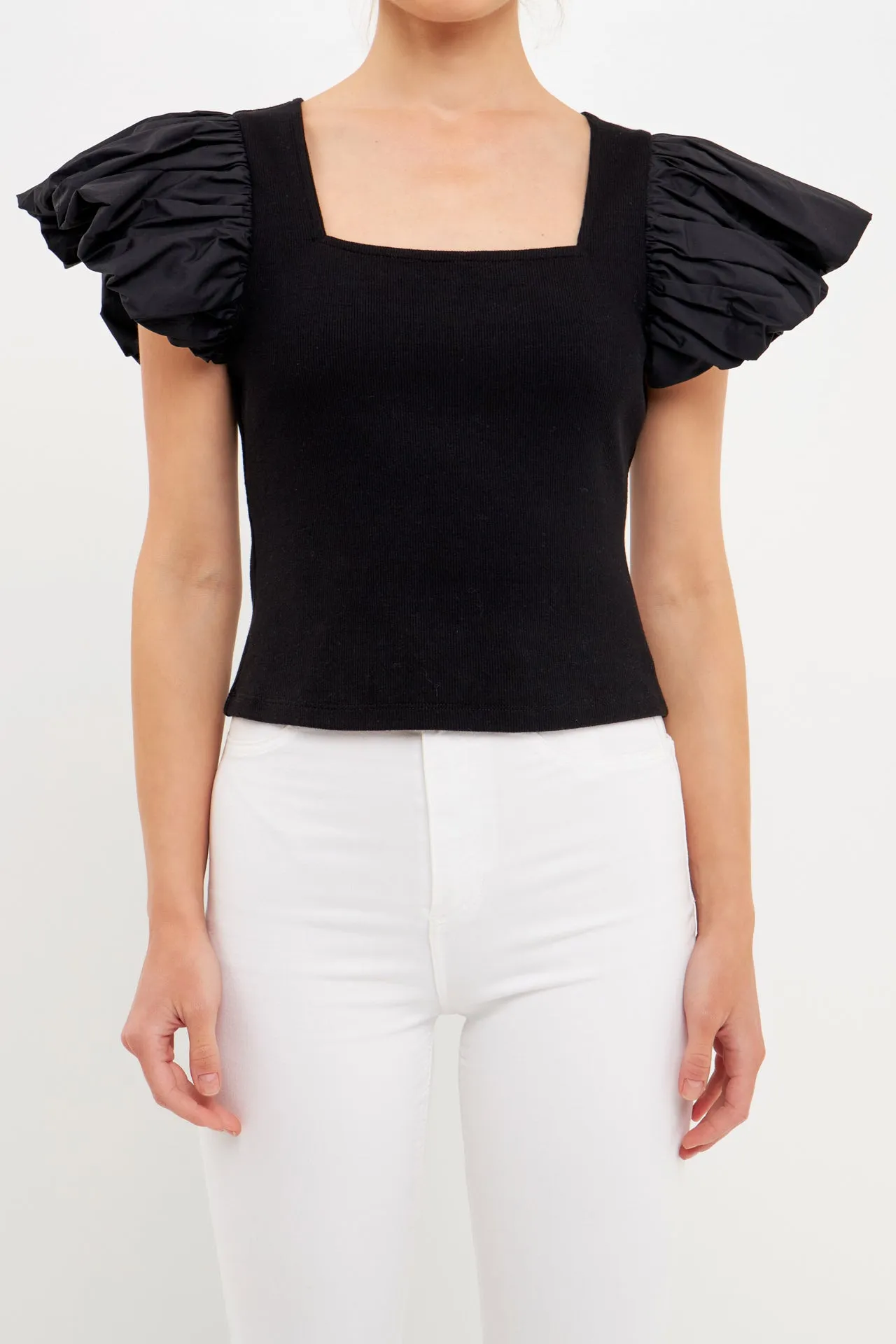 Mixed Media Square Neckline Knit Top sold by Endless Rose product image thumbnail 2