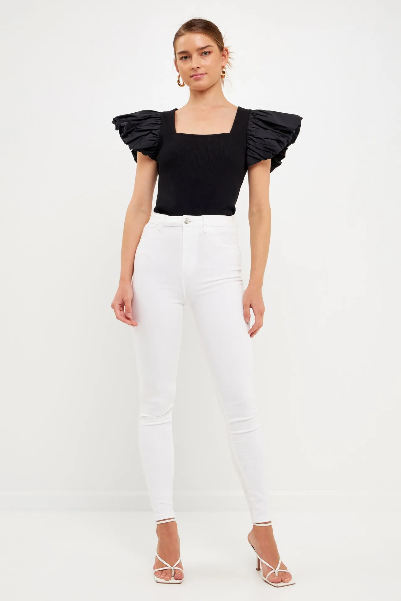 Mixed Media Square Neckline Knit Top sold by Endless Rose product image thumbnail 4